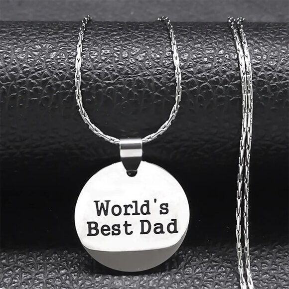 Worlds Best Dad, Fathers Day Necklace Gifts for Father's Day, Stainless Steel - Picture 2 of 6